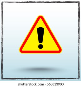 Warning attention with exclamation mark sign icon, vector illustration. Flat design style