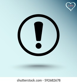 Warning attention with exclamation mark sign icon, vector illustration. Flat design style