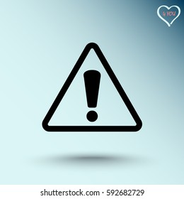 Warning attention with exclamation mark sign icon, vector illustration. Flat design style