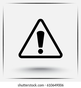 Warning attention with exclamation mark sign icon, vector illustration. Flat design style