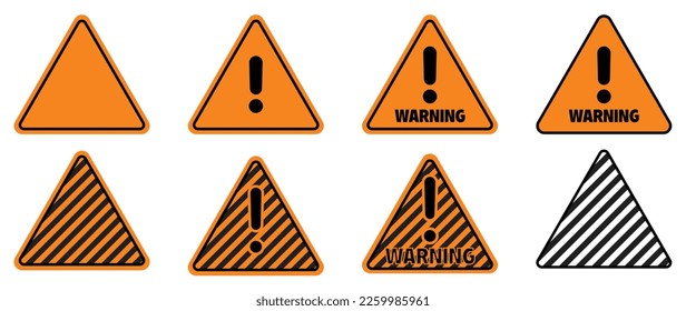 Warning attention icon. Caution warning signs set.