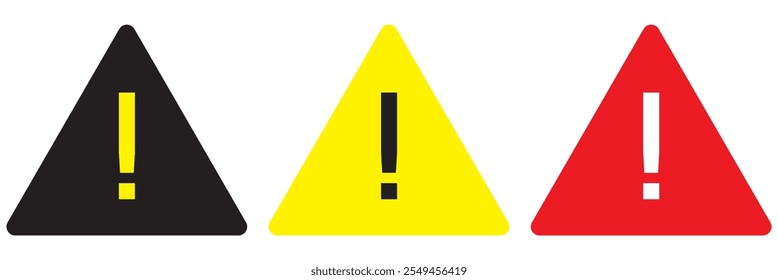  Warning and attention icons. Caution alarm set, danger signs