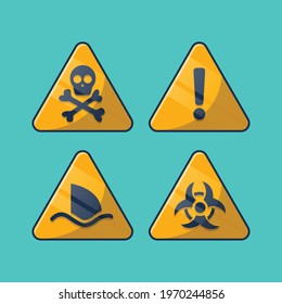 warning attention icons vector cartoon
