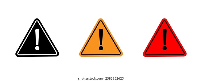 Warning and attention icons.Exclamation marks. Caution alarm set, danger signs.Vector illustration