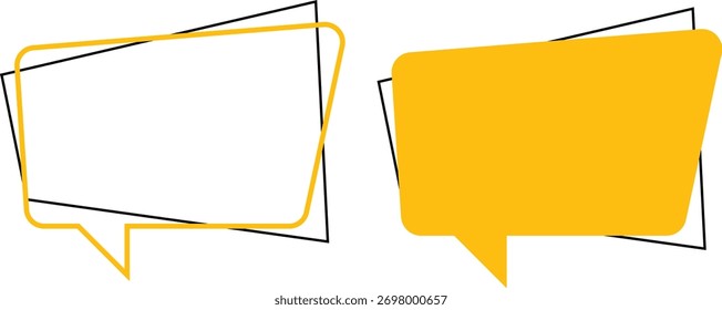 Estilo de contorno da bolha de fala retangular de marca de atenção de aviso. Ícone do sinal de exclamação, marca importante. Ilustração vetorial