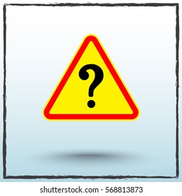 Warning attention with question mark sign icon, vector illustration. Flat design style