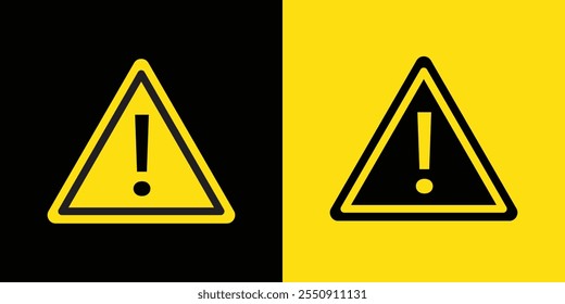 Warning Attention Sign Alert to Various Safety Hazards. Attention Icon Set. Yellow and Black Warning Attention Sign.