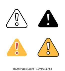 Warning attention sign with exclamation symbol in triangle badge for beware. Web button, Hazard caution. Alerts, exclamation,single, warning icon. Vector illustration Design on white background EPS10