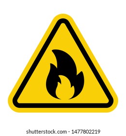 warning attention sign with fire mark symbol
