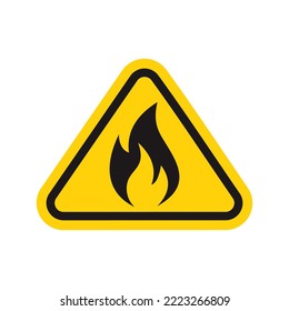 warning attention sign with fire mark symbol icon