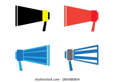 Warning attention sign. Flat colored horns loudspeakers for marketing advertising design. Stock image.