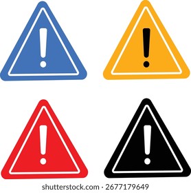 Iniciar sesión de atención de advertencia de estilo plano, colores negro, amarillo y rojo, señales de peligro y advertencia, icono de advertencia de peligro
