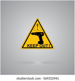 Warning attention sign. Screwdriver icon. Professional instrument, working tool  keep out sign.