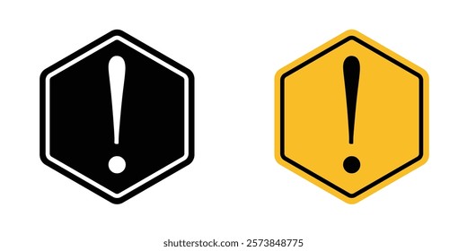 Warning attention sign vector in filled and 3 stroke weights