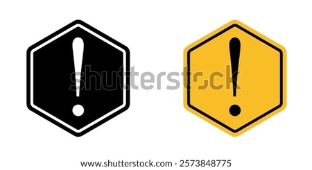 Warning attention sign vector in filled and 3 stroke weights