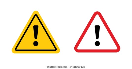 Warning attention sign. warn triangle hazard symbol. danger important alert icon. safety careful attention mark. error signal precaution pictogram. threat sign.