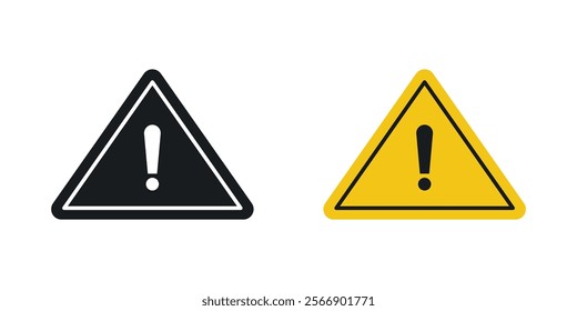 Warning attention signs set in black and colored