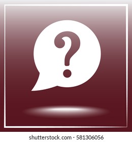 Warning attention speech bubble with question mark sign icon, vector illustration. Flat design style