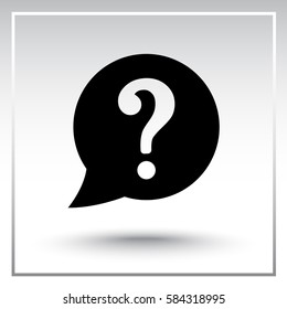 Warning attention speech bubble with question mark sign icon, vector illustration. Flat design style