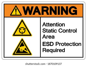 Warning Attention Static Control Area ESD Protection Required Symbol Sign, Vector Illustration, Isolated On White Background Label .EPS10