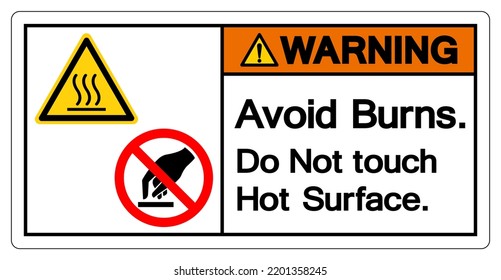 Warning Avoid Burns Do Not touch Hot Surface Symbol Sign, Vector Illustration, Isolate On White Background Label .EPS10