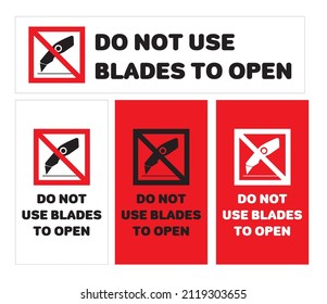 Warning banner Do not use blade to open can be use for label important package sticker for product easy to use print and attach vector eps.
