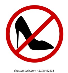 Warnung Banner auf Hochtouren. Nicht zulässig Stiletto-Absätze. Ban High Heels Schild einzeln auf weißem Hintergrund. Vektorgrafik