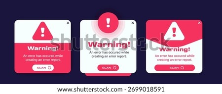 Warning banner pop up notification design template. Digital notification that use on a website or app, usually with a banner design. new version, feature update, or subscription offer. vector