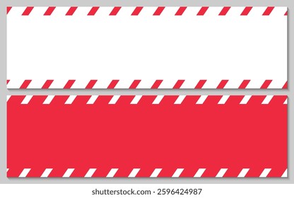Warning banner red and white frame with strips Vector illustration