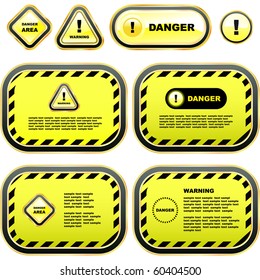 Warning banner set. Vector template.