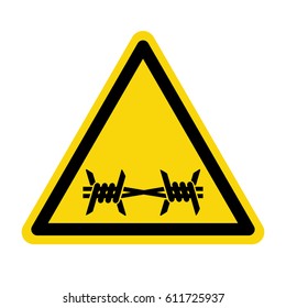 Warning barbed wire. Sign, symbol, vector