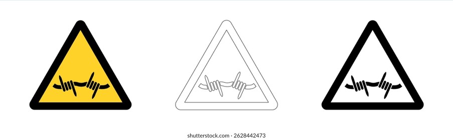 Aviso de arame farpado em formato vetorial