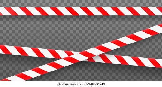 Warning barrier red and white tape with shadow on a transparent background