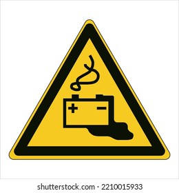 Warning; Battery charging
To warn of batteries being charged
Ensuring adequate ventilation of the charging area and taking care to avoid coming into contact with acid