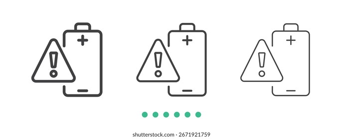 Warning Battery icon. Thin line icon vector