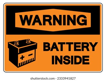 Warning Battery Inside Symbol Sign, Vector Illustration, Isolated On White Background Label .EPS10