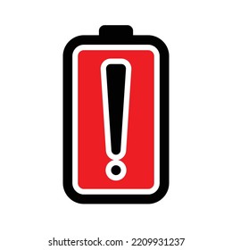 warning battry icon symbol on white background