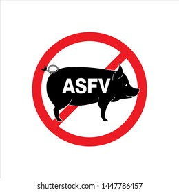 Warning and be careful African swine fever virus in pigs, illustration EPS10.