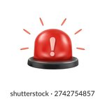 Warning beacon icon, Emergency alarm. Emergency alert, warning concept. 3D vector minimal cartoon siren light notification for system dashboard and safety. Isolated on white transparent background