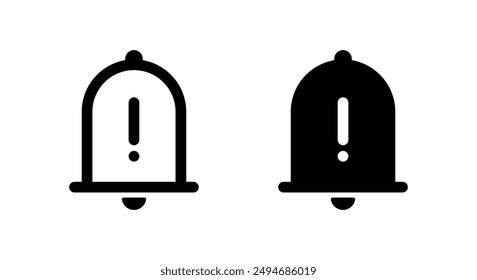 Warning bell icon in generic style. Alert notification sign symbol. Exclamation mark on bells