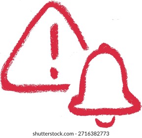 Warnung Glocke Ring Symbol Kreide Kreide Zeichnung Doodle Vektor