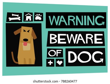 Warning Beware Of Dog Poster Sign Board Design For Door