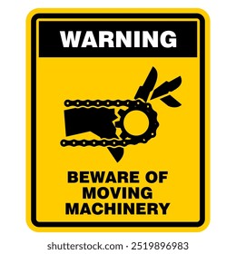 Warning, Beware of moving machinery, sign vector