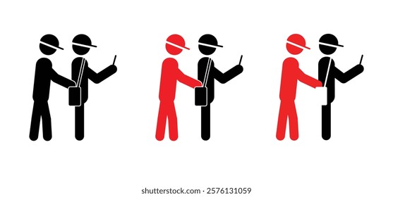 warning, beware of pickpocket. Caution, stop pick pockets awareness. Beware thief steals money, purse, wallet or valuables in your bag. Robbery, thief and crime icon. Anti theft and hand concept