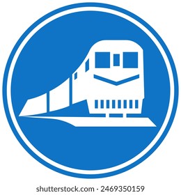 warning beware of train sign railways transportation blue printable template design icon public sign