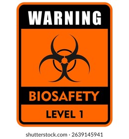 Warning, bio safety level 1, sign and sticker vector