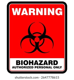 Warning, biohazard, Authorized personal Only, sign vector