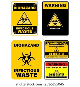 Warning, Biohazard infectious waste, sign vector