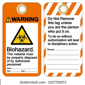 Warning Bio-hazard This Material Must Be Property Disposed Of By Authorized Personnel Symbol Sign, Vector Illustration, Isolate On White Background Label .EPS10