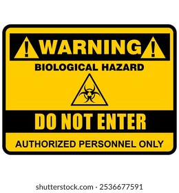 Warning, Biological Hazard, Do Not Enter, authorized Personnel Only, sign vector